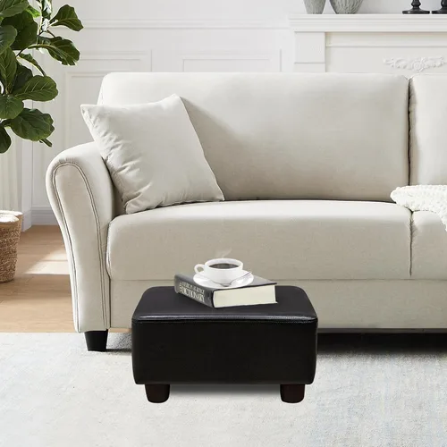 Miniatura 2 de CAROLMADE Taburete Pequeño Otomana Reposapiés con Patas Bajo el Escritorio Reposapiés para Sala de Estar, Dormitorio y Oficina, Negro