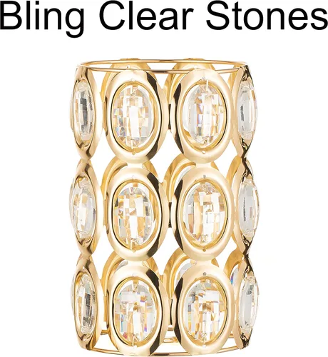 Miniatura 5 de Jarrón de metal dorado, 10 jarrones de trompeta altos para centros de mesa con cuentas de cristal, jarrón de boda para mesas, decoración del hogar