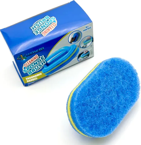 Miniatura 4 de KOKSI Cepillo de limpieza para baño, cocina, bañera, limpiador de inodoro, esponja de ducha multiusos, cepillo para fregar con mango ergonómico
