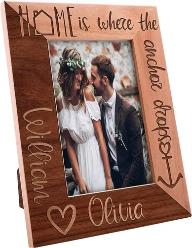 Miniatura 2 de Regalos para el día de San Valentín para ella, marco de fotos de boda personalizado de 4 x 6 pulgadas, Home is Where You are, regalos románticos