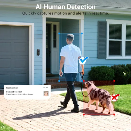 Miniatura 4 de Timbre de puerta con cámara de video inalámbrica Wi-Fi con detección de movimiento AI, audio de 2 vías, visión nocturna, almacenamiento en la nube