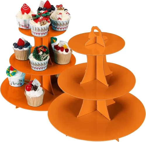 Miniatura 10 de YLDW Soporte para Cupcakes de 3 Niveles, Soporte para Pastel, Torre de Soporte para Cupcakes DIY Escalonada para Exhibiciones de Mesa de Postres