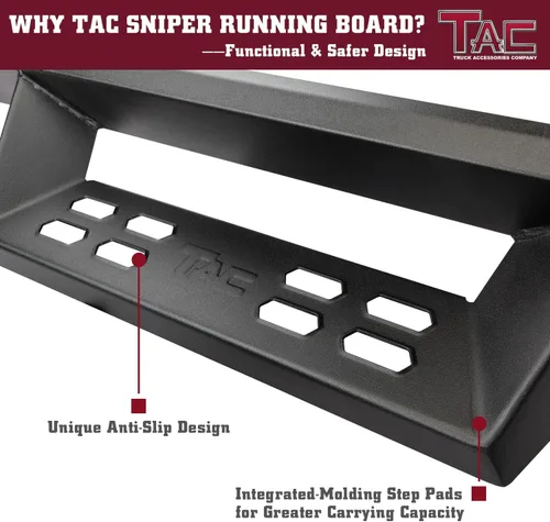 Miniatura 6 de TAC Sniper Estribos Compatibles con Toyota Tacoma 2005-2023 Camioneta Doble Cabina Caída de 4" Textura Fina Escalones Laterales Negros Barras Nerf