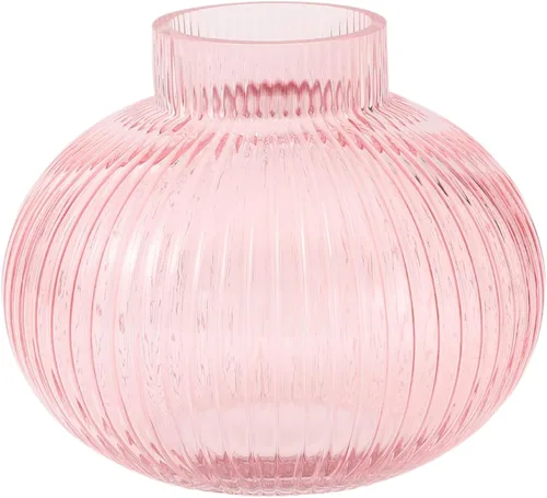 Miniatura 86 de Jarrón redondo de cristal, floreros para ramo, jarrones de vidrio acanalado para flores, pequeño jarrón transparente para sala de estar, oficina