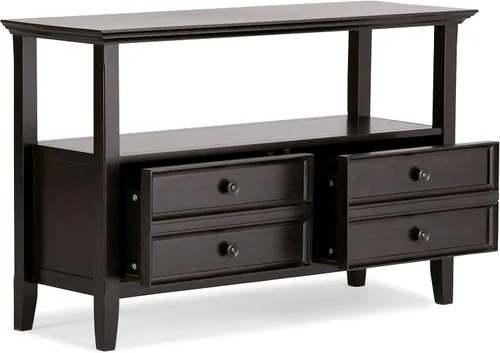 Miniatura 3 de SIMPLIHOME Amherst - Mesa consola – Mesa de sofá de madera maciza de 48 pulgadas de ancho en color marrón nogal, mesa de almacenamiento