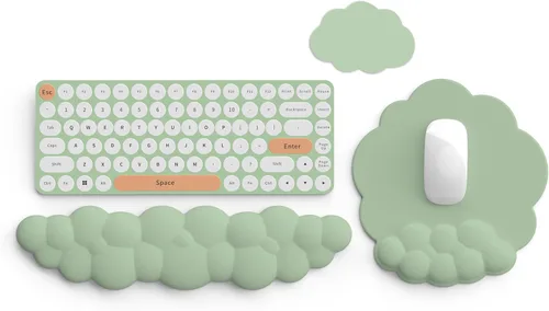 Miniatura 11 de Reposamuñecas para teclado, alfombrilla ergonómica para mouse con soporte de muñeca, reposamuñecas de espuma viscoelástica, base antideslizante