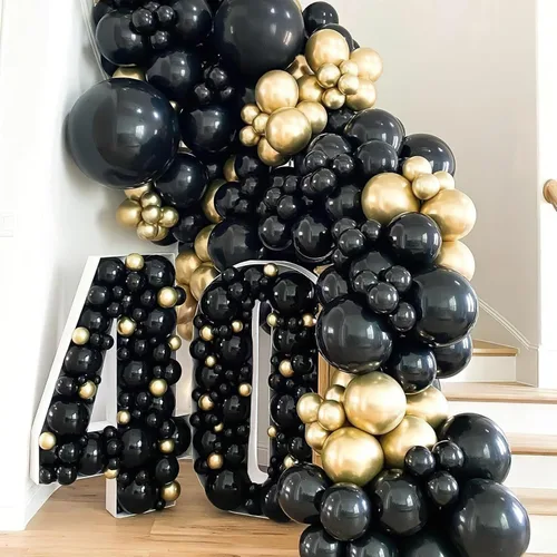 Miniatura 2 de PartyWoo Globos negros y dorados, 66 globos de 12 pulgadas color negro mate cromado metálico dorado para graduación, baby shower, cumpleaños, Año