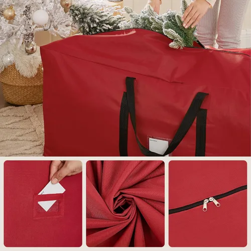 Miniatura 7 de SONGMICS Bolsa de almacenamiento para árbol de Navidad, contenedor de almacenamiento para árbol de festividades, hasta 9 pies, bolsa para soporte