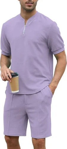 Miniatura 118 de FZNHQL Conjunto deportivo de moda para hombre, 2 piezas, casual, atlético, para correr, manga corta/larga, conjunto para hombre