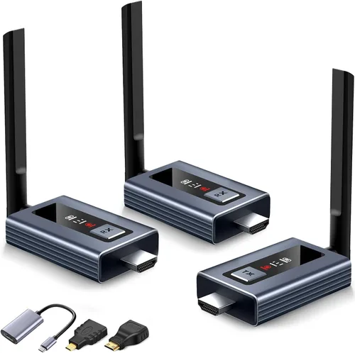 Miniatura 10 de Transmisor y receptores HDMI inalámbricos mejorados con pantalla LED, 165 pies Plug & Play 1080P Salida HD 5.8GHz Extensor para TV