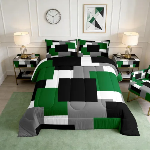 Miniatura 17 de Castle Fairy Juego de edredón con estampado azteca occidental, juego de ropa de cama geométrica a rayas marrones para niños y adolescentes