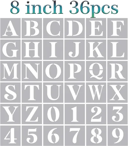 Miniatura 12 de Plantillas de letras de 5 pulgadas para pintar sobre madera, 36 plantillas de letras del alfabeto, plantillas para letreros de pared de madera