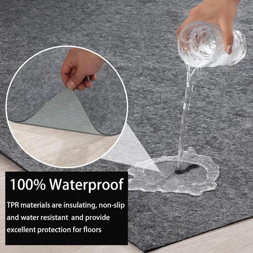 Miniatura 2 de Almohadilla de alfombra 100% impermeable, tapete de área extra grande de 6 x 9 pies, antideslizante, para todos los pisos y acabados, almohadilla