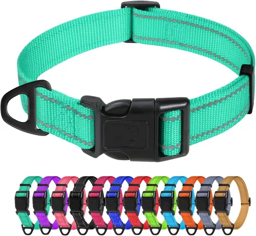 Miniatura 43 de TagME Collares de nailon reflectantes para perros, collar ajustable clásico para mascotas con hebilla de liberación rápida para perros pequeños