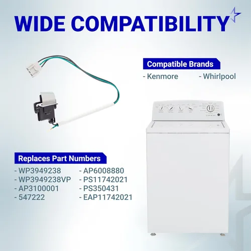Miniatura 5 de BlueStars Interruptor de tapa de lavadora ultraduradero 3949238 - Compatible con lavadoras Whirlpool y Kenmore - Durabilidad mejorada con escudo
