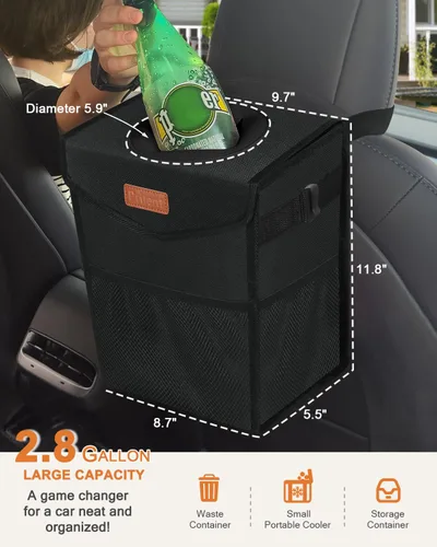 Miniatura 2 de Pritent Papelera para Coche con Tapa, Linda Bolsa de Basura para Coche a Prueba de Fugas, Bolsa de Basura Colgante para Vehículo, Bote de Basura