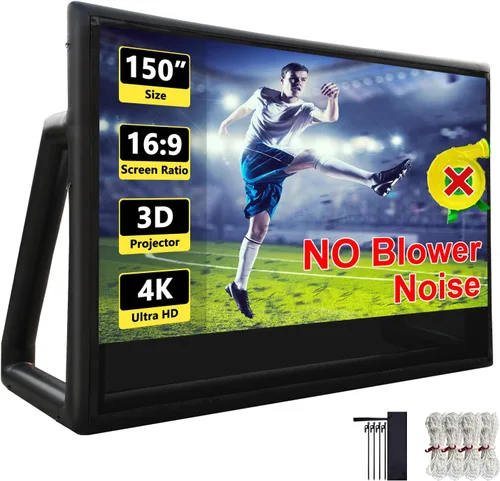 Miniatura 9 de Pantalla de proyector inflable I Diseño hermético sin soplador, hecho de lona de TPU, 120 pulgadas (equivalente a 16 pies) para uso en interiores