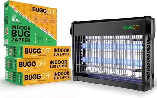 Miniatura 11 de Interior Moderno Eléctrico Matamoscas Negro, Cobertura de 800 Pies Cuadrados, 3500 Voltios de Potencia Impresionante, 20 Vatios, Mata Mosquitos