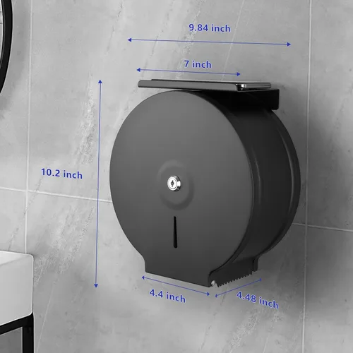 Miniatura 4 de Dispensador de papel higiénico gigante comercial con estante, soporte de rollo de acero inoxidable para montaje en pared, dispensadores de papel