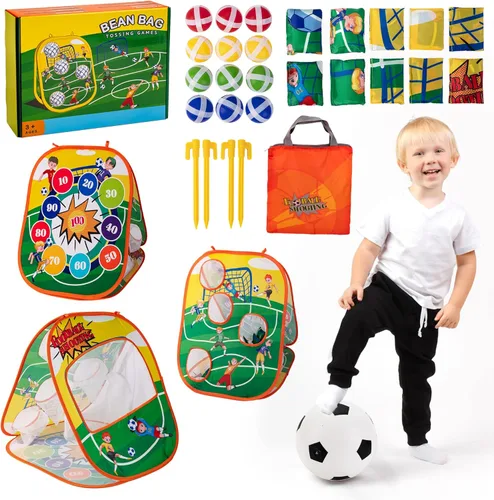 Sundaymot Juguete de lanzamiento de bolsas de frijol, juguetes de juego de fútbol. Juguetes para niños pequeños para exteriores/interiores, para