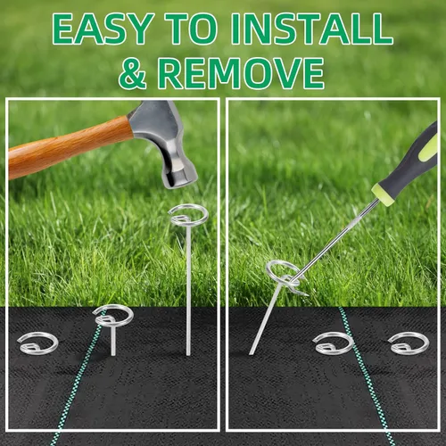 Miniatura 5 de 150 Pack 6 Inch Landscape Staples, Thickened 8 Gauge Circle Top Garden Stakes Heavy Duty Galvanized Landscape Fabric Pins for Securing Weed Barrier