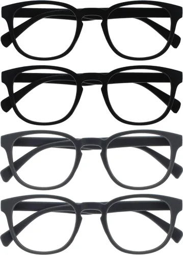 Miniatura 7 de OPULIZE Gafas de lectura POP y lentes de sol de lectura para mujeres y hombres, marco redondo mate resistente a los arañazos con bisagras de Paquete
