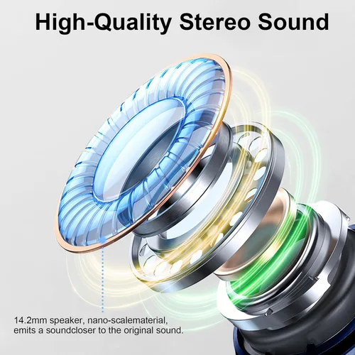 Miniatura 3 de Auriculares inalámbricos, auriculares Bluetooth 5.4 2025 3D Bass Hi-Fi estéreo de alta fidelidad, 4 micrófonos ENC con cancelación de ruido