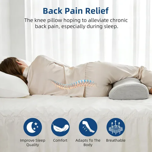 Miniatura 5 de Almohada de rodilla para dormir de espalda, cojín ergonómico de espuma viscoelástica, almohada de refuerzo para piernas, funda lavable, soporte