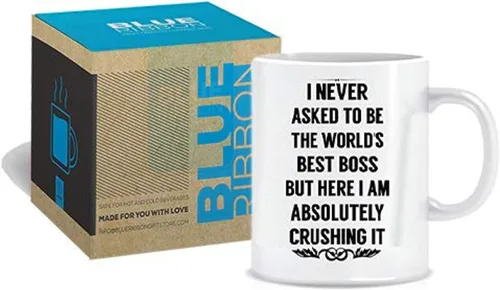 Miniatura 7 de BLUE RIBBON Nunca pedí ser el mejor jefe del mundo Taza de café - Regalos para hombres, mujeres - Idea de regalo de 11 oz