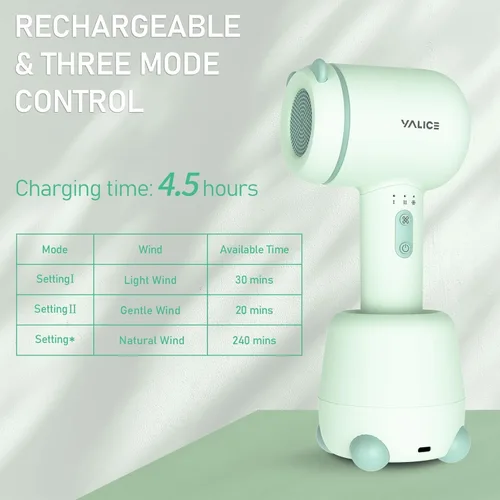 Miniatura 6 de YALICE Secador de pelo inalámbrico para bebés y niños, secador de pelo portátil con flujo de aire suave y cuidado iónico de bajo calor para bebés, 3