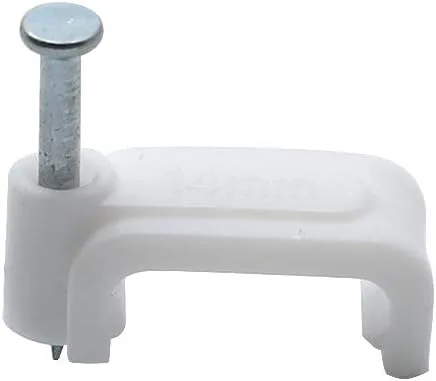 Miniatura 2 de 100pcs 0.551 in Flat Ethernet Cable Cable Clips Solo Cable Coaxial Abrazaderas con Clavo para Gestión de Cables (Blanco)