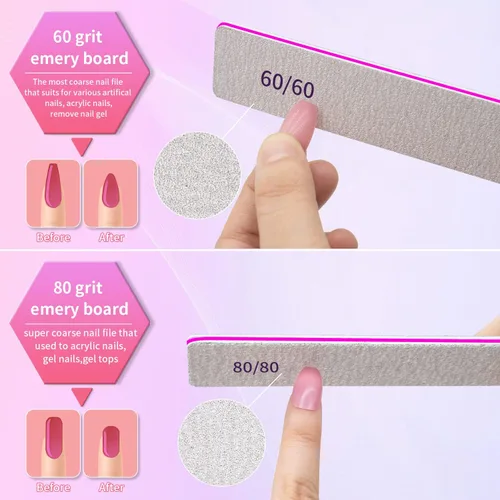 Miniatura 2 de Herramientas profesionales de manicura de lima de uñas para aseo y peinado, extensión de uñas de polietileno en salón, doble cara, grano 80/80, 12