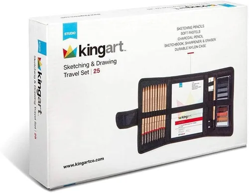 Miniatura 6 de KINGART Juego de 25 lápices y pasteles de grafito y carbón para adultos, adolescentes, principiantes a profesionales, ideal para sombrear, mezclar