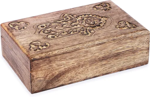 Miniatura 13 de Ajuny Caja Joyero de Madera para Recuerdos de 8 x 5 pulgadas – Cofre Decorativo Hecho a Mano para Hombres y Mujeres, Caja de Almacenamiento