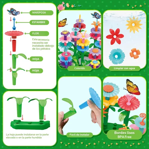 Miniatura 2 de YEEBAY Juguetes de construcción de jardín de flores para niñas de 3, 4, 5, 6, 7 años de edad, juguetes de jardinería STEM para niños, juego