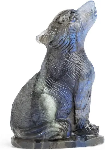 Miniatura 10 de Artistone Figuras de lobo de cristal de amatista de 2.0 pulgadas, regalo de piedras preciosas talladas a mano, estatua de lobos, tallas de animales