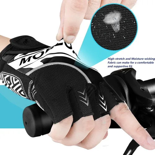 Miniatura 4 de BIKINGMOREOK Guantes de ciclismo de montaña para hombres y mujeres, medio dedo, entrenamiento, deportes, ciclismo de carretera, guantes de bicicleta