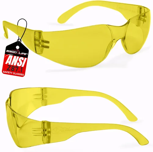 BISON LIFE - Lentes de seguridad con protección envolvente resistente a arañazos, lente de policarbonato resistente a impactos ANSI Z87.1
