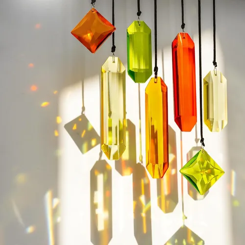 Miniatura 5 de HDCRYSTALGIFTS 7 piezas de prismas de cristal atrapasoles para colgar en ventanas, atrapasoles de cristal arcoíris colgantes para ventanas