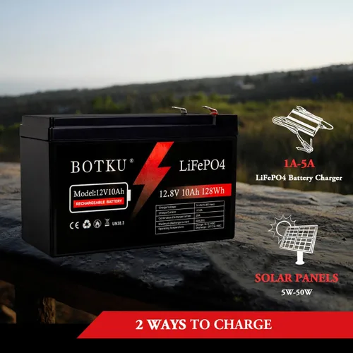Miniatura 5 de Batería de litio LiFePO4 de 12 V y 10 Ah de ciclo profundo, batería recargable de fosfato de hierro y litio de 3000+ ciclos con BMS de 10 A