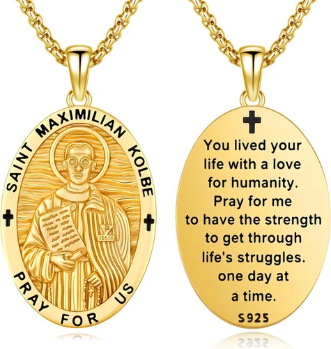 Miniatura 277 de Collar con colgante de plata de ley 925 con medalla de San Patrón, joyería religiosa para hombres y mujeres, con cadena de acero inoxidable 316L
