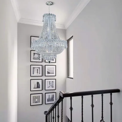 Miniatura 6 de TFCFL Candelabro de cristal de lujo moderno con 12 luces, acabado dorado, clásico imperio K9, lámpara de techo de cristal, montaje empotrado
