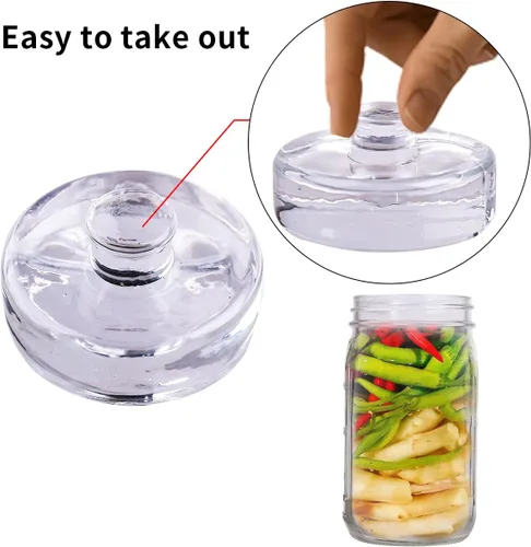 Miniatura 3 de Eleganttime Paquete de 9 Pesos de Fermentación de Vidrio con Mango de Agarre Fácil, Kit de Pesos Pesados de Fermentación para Frascos Mason de Boca