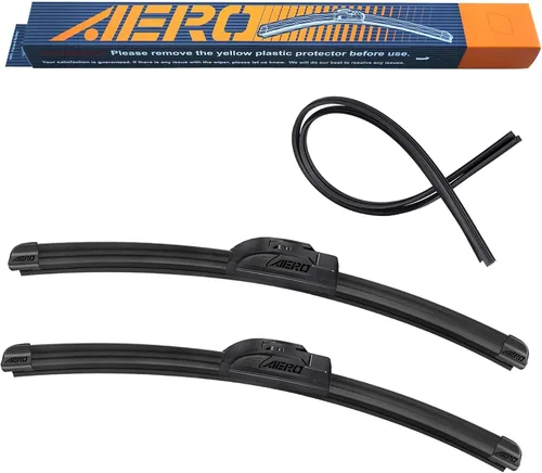 AERO Voyager - Limpiaparabrisas prémium de 24 + 20 pulgadas, para todas las estaciones, con repuestos adicionales de goma, repuesto del equipo