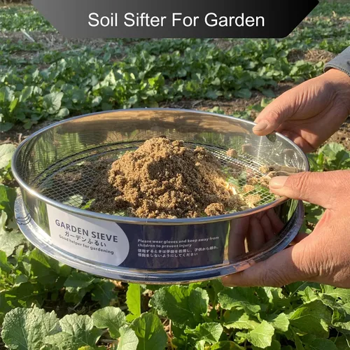 Miniatura 7 de Tamiz de Suelo de Jardín -10" Tamiz de Siete para Arena, Rocas, Suciedad y Compost (Pantalla de Malla de 1/4”)