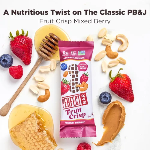 Miniatura 5 de Perfect Bar - Barra de proteínas con crujiente de frutas, frutos rojos mixtos y mantequilla de nueces, snack de proteínas, sin gluten, sin soya, sin