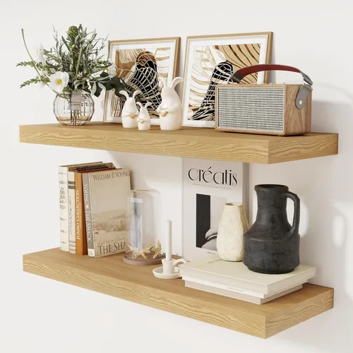 Miniatura 26 de Fun Memories - Estante flotante de 12 pulgadas, estantes de pared de madera rústica para decoración de pared y almacenamiento, estante flotante