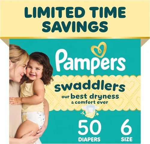Miniatura 45 de Pañales Pampers Swaddlers, Talla 1 (8-14 libras), 198 unidades, absorbentes, mantiene al bebé seco y cómodo, pañal desechable seguro para la piel