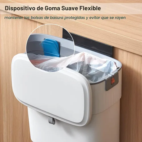 Miniatura 5 de ELPHECO Basurero Colgante con Tapa de 2.5 Galones, Contenedor de Compost de Cocina para Debajo del Fregadero, Bote de Basura de Plástico Montado