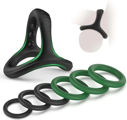 Miniatura 10 de Juego de anillos de silicona para el pene con 10 tamaños diferentes para mejorar la erección, juguete sexual para hombres más fuertes de larga